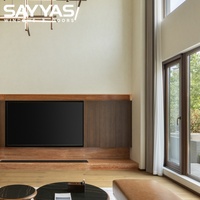 Fenêtre à battant moderne SAYYAS en bois recouvert d'aluminium avec verre isolant et intérieur en bois naturel pour espaces résidentiels haut de gamme