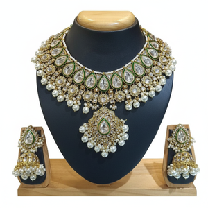 Ensemble de collier en pierres Kundan plaqué or et perles 10581264WH Ensemble de bijoux fins exquis - Product Image 2