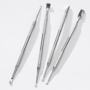 דוחף ציפורניים מנירוסטה עם קצוות כפולים המשלב כפית אוזניים ודוחף ציפורניים באחד, ערכת להסרת ציפורניים בת 4 חלקים - Product Image 6