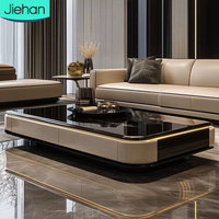 Meubles de salon de design luxueux, prix de gros, table basse carrée avec 4 tiroirs, table basse moderne avec plateau en verre trempé