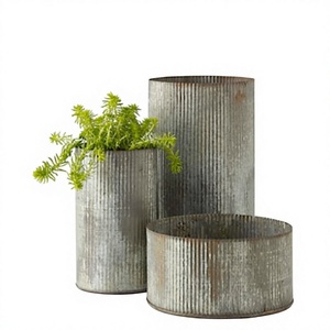 Pots de fleurs en zinc de qualité supérieure, design côtelé, pots de plantes en métal, articles ménagers, pots en zinc - Product Image 1