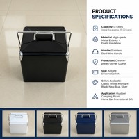 Glacière rétro en métal de 13 L, plusieurs options de couleurs, isotherme, portable pour le bureau, le camping