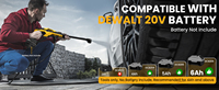 Laveuse sans fil Dewalt 20V 800 PSI Moteur sans balais portable Buse 6-en-1 Lavage de voiture/cour/clôture/mur à 3 niveaux