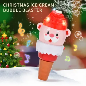 Samtoys Jouet de Noël électrique Musique Savon Eau Tube de crème glacée Père Noël Machine à bulles automatique Jouet avec lumière pour enfants