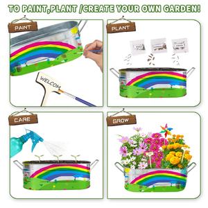 Kit <span class=keywords><strong>de</strong></span> jardinage pour enfants WD avec peinture et outils <span class=keywords><strong>de</strong></span> plantation, acier galvanisé durable, design moderne, cadeau scientifique pour les jeunes jardinières - Product Image 5