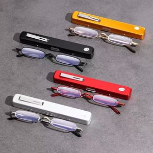 Small Lightweight Metal Presbyscopic <strong>Reading</strong> <strong>Glasses</strong> Unisex Portable Cartridge HD <strong>Mini</strong> Aging Old Face Transparent Lenses Elderly - Product Image 4