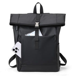Custom European Casual Roll-top <b>Backpack</b>, Travel Laptop <b>Backpack</b> with a Roll-top Lid for Short Trips. - Product Image 2