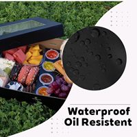 Boîte de service jetable robuste en carton noir 8PK, sans décorations, avec couvercle transparent, pour 5 à 8 personnes, idéale pour la restauration, l'agriculture et la vente en gros.