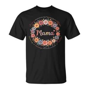 Camiseta Floral Mama para mamás, regalo del día de la madre, camiseta negra para mujer - Product Image 1