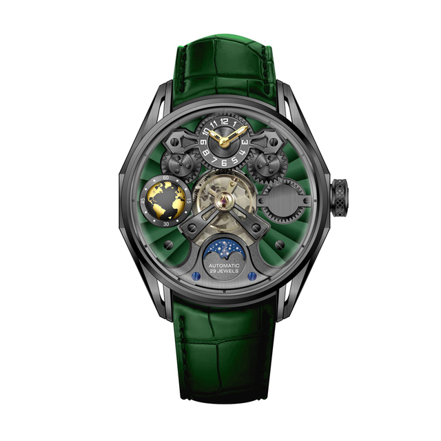 Customized Stainless Steel Seiko Movement Sport Luminous Leather Strap Moon Phase Diving Automatic Mechanical Men's Luxury Watch