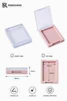 Boîtier d'emballage carré transparent en plastique ABS écologique pour fard à paupières, palette vide individuelle personnalisable, vente en gros