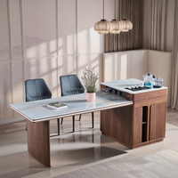 New Design Küchen insel mit Aufbewahrung tischplatte Sinter stein & Marmor/Glas Apartment-Stil für Esszimmer oder Einkaufs zentrum