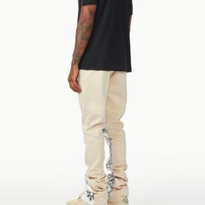 White Stacked Flare Mid Casual Track Pants High Quality <b>Men</b> Custom Paisley <b>Bandana</b> Seams Cargo Pants Midweight Polyester/Cotton - Product Image 5