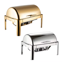 Fournitures pour hôtels et restaurants ensemble de chauffe-plats pour buffet chauffe-plats en acier inoxydable chauffe-plats en or 9L à couvercle roulé