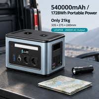 Stasiun Daya Portabel 1728Wh 2000W Generator Tenaga Surya 540000mAh LiFePO4 AC DC USB-C 15W Nirkabel LCD untuk Berkemah Cadangan Rumah