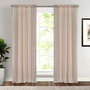 <span class=keywords><strong>Cortinas</strong></span> Opacas DaiRui <span class=keywords><strong>de</strong></span> Estilo Bohemio <span class=keywords><strong>con</strong></span> Bordado <span class=keywords><strong>de</strong></span> <span class=keywords><strong>Lino</strong></span>, <span class=keywords><strong>con</strong></span> Ribete <span class=keywords><strong>de</strong></span> Encaje y Ojales, para Dormitorio o Sala <span class=keywords><strong>de</strong></span> Estar, 52x84 Pulgadas - Product Image 1