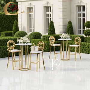 Wholesale Gold Stainless Metal Event and Wedding Bar Chair High Bar <b>Stool</b> - Product Image 4