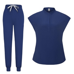 Abito Unisex senza maniche Top Suit Beauty Spa ospedale abito <span class=keywords><strong>da</strong></span> lavoro indipendente colletto in piedi sala operatoria infermiera medico infermiera - Product Image 6