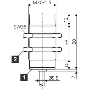 Sensor de proximidad inductivo de la serie industrial DCB30MN20NO-3 INE-100 con distancias de detección dobles y triples. - Product Image 2