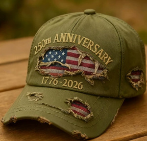 <span class=keywords><strong>Cappellino</strong></span> Casual Effetto Vissuto per il 250° Anniversario USA, Tema Patriottico 1776-2026, Cappello da Baseball Commemorativo - Product Image 5