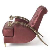Chaise de salon design moderne abordable avec bras en serpent en cuir véritable Style italien luxueux Idéal pour les hôtels et les villas
