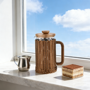 Caffettiera French Press Funzionale con Manico in Bambù 350-1000ml, Base in Sughero e Design Resistente al Calore per Preparazione del Caffè Senza Sforzo - Product Image 1