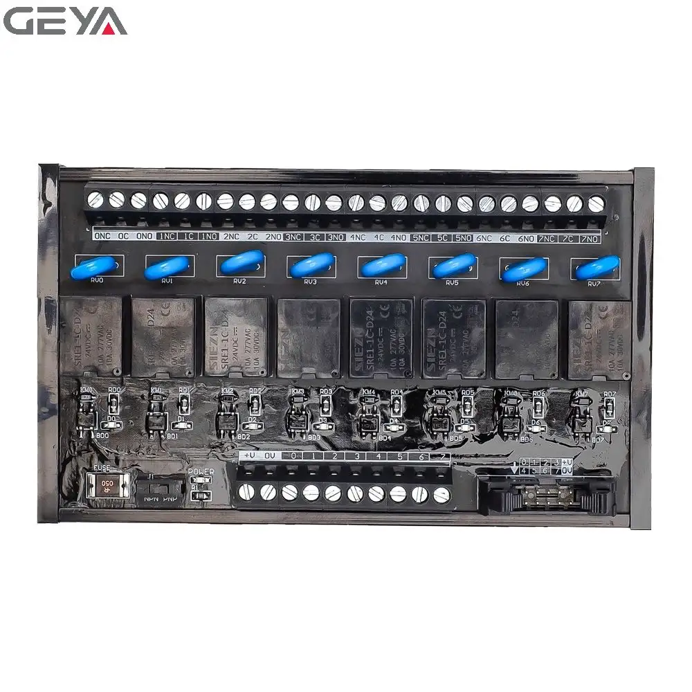 GEYA FY-T73-8C-12V 24V 8 Group Interlocking Relay Module PLC 12VDC Relay Interface