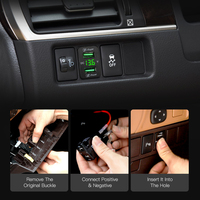 Chargeur de voiture double USB 12V/24V 36W+36W, prise de charge rapide avec affichage numérique de la tension, prise d'alimentation USB pour voiture Toyota