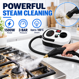 Limpiador a Vapor Portátil al por Mayor, 1500W, 3BAR, 1200ml, Calentamiento Rápido en 15 Segundos, 6 Niveles Ajustables para Limpieza del Hogar, Cocina y Coche, OEM ODM - Product Image 3