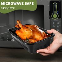 16Oz 24Oz 32Oz 37Oz 48Oz Récipients rectangulaires noirs ronds en plastique jetables pour la préparation de repas au micro-ondes