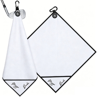 Serviette de golf en microfibre brodée avec logo personnalisé, avec mousqueton, 16x16 pouces, pour cadeau promotionnel