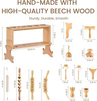 Ensemble d'outils de madérothérapie en bois pour le visage et le corps, masseur anti-cellulite en bois avec support de rangement de luxe, vente en gros