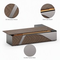 Table de bureau de luxe avec chargeur sans fil intelligent, texture 3D, peinture Taiho de qualité E1, bureau de direction moderne, mobilier de patron