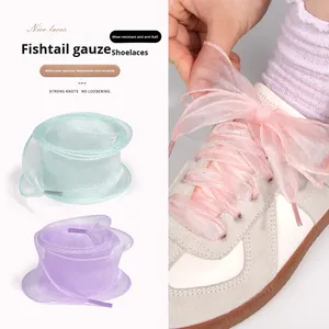 YS 3.5cm Flat Snow Gauze Shoelaces Width for German Training <b>Shoes</b> and DIY Ballet Silken Organza Flat Laces - Product Image 2