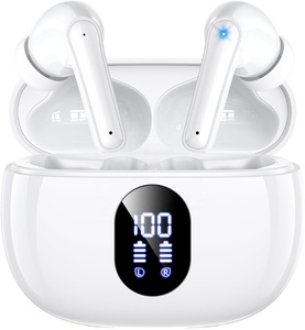 低価格ベストセラーTWSワイヤレスイヤホン JL 5.3対応 LEDライト付き 重低音 ENCノイズキャンセリング 防水 軽量 インイヤー型 - Product Image 1
