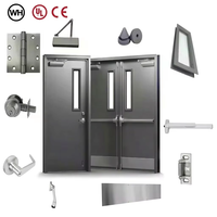 Porte coupe-feu double en acier sur mesure homologuée UL et CE avec barre anti-panique, porte de sortie d'urgence commerciale