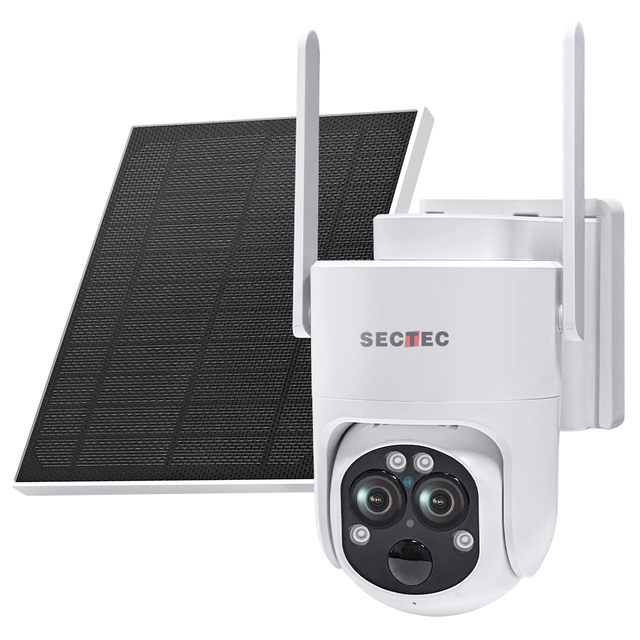 SECTEC HD 2Lens 12X Zoom 4G GSM Solar Camera Wireless Security PTZ Camera IP65 Outdoor Waterproof Human Detection CCTV IP System