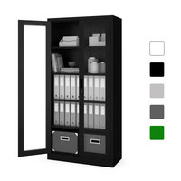 Armoires de classement modernes en acier, armoire de rangement métallique, armoire de bureau à 2 portes entièrement vitrées, verrouillable, avec étagères réglables