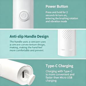 Electric <b>Toothbrush</b> Rotating Brush <b>Head</b> USB Charging IPX7 Waterproof Black White Dual Color Options - Product Image 2