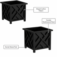 Lot de 2 jardinières décoratives en PP à motif treillis de 37,5 cm avec trous de drainage pour véranda, patio et jardin