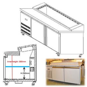 Mesas de preparación de mesa de refrigerador de ensalada de pizza de doble puerta de acero inoxidable con refrigeración debajo del mostrador - Product Image 2