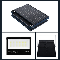 Projecteur LED Solaire Extérieur Noir avec Détecteur de Mouvement, Recharge par Panneau Solaire, Batterie Intégrée et Télécommande