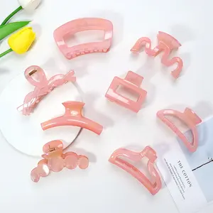 Custom Pink Series Claw Accessories Colorful Large Jaw Clips Plastic Hair Claws Clips Beauty Decoration for Thick Hair