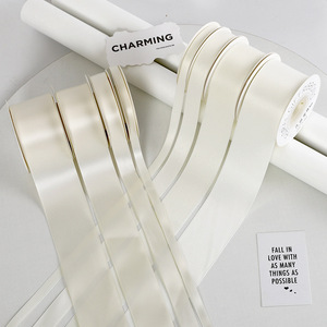Fita de Cetim Bege Premium para Buquês, Casamentos e Natal – Suprimentos para Floristas, Decoração e Embalagens – Cor Sólida – Oferta Imperdível - Product Image 2
