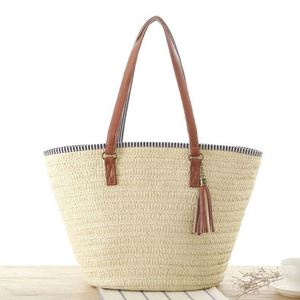Wholesale Summer <b>Beach</b> Tote <b>Bag</b> Fashion Tassel Pendant <b>Large</b> Capacity Handbag Single Shoulder Paper <b>Bag</b> National with USB - Product Image 1
