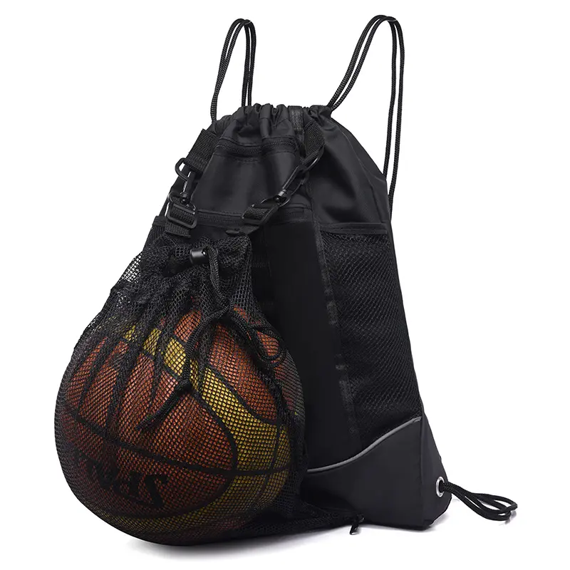 Sac à cordes de grande capacité avec poche en maille cachée pour sac à dos à cordon pliable de sport unisexe