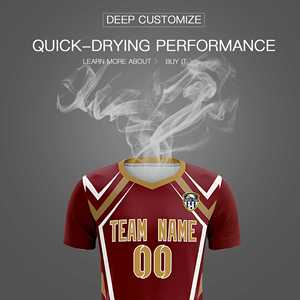 Maillots/ensembles de football respirants abstraits rouge cramoisi personnalisés - Product Image 5