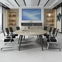 Table de conférence ovale minimaliste moderne avec boîte de gestion des câbles, ensemble de mobilier de bureau fabriqué en Chine pour les entreprises