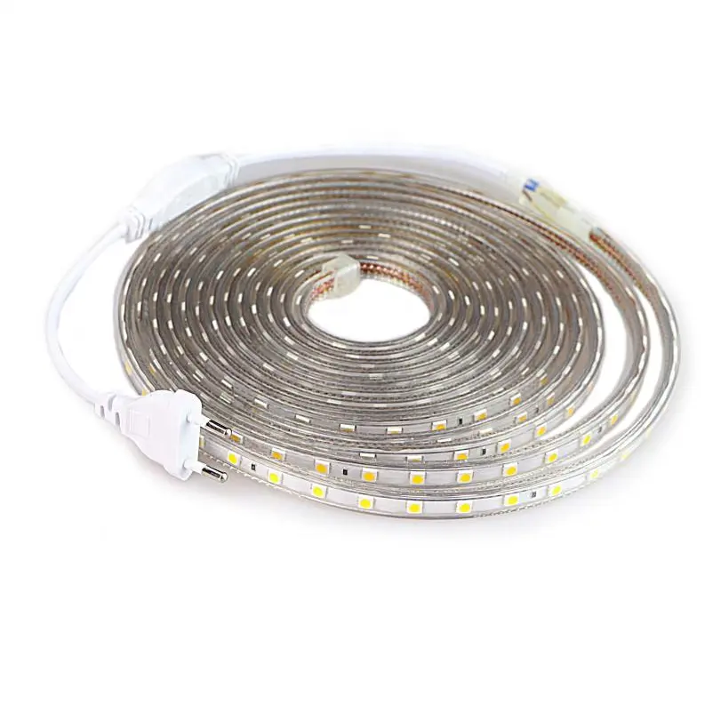 SMD5050 AC220V LED Strip Ngoài Trời Không Thấm Nước 5050 LED Strip 220V Dẫn Dây Đeo Ánh Sáng 1M 5M 10M 20M 25M 50M 100M 220V