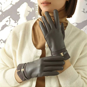 Unisex Winter Suede Leather Touch Screen Full <b>Finger</b> Windproof Breathable Motorcycle Outdoor <b>Lightly</b> Waterproof Racing Gloves - Product Image 3